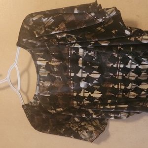 AB Studio brown black and gray check women's blouse L